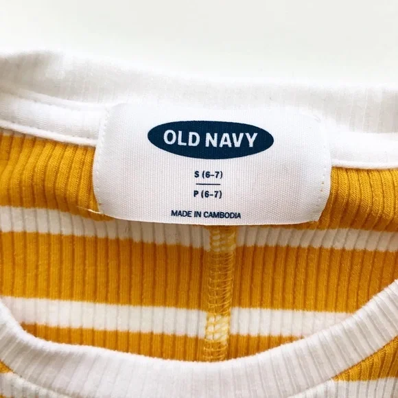 Old Navy NWT yellow stripe ribbed LS top S(6/7) - Picture 3 of 4